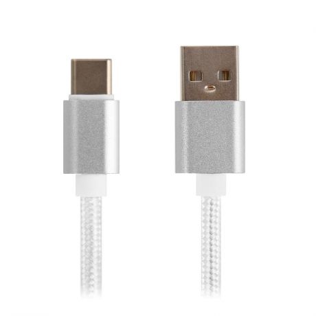 Кабель Jet.A, USB - USB Type-C, 1 м, нейлоновая оплётка, белый