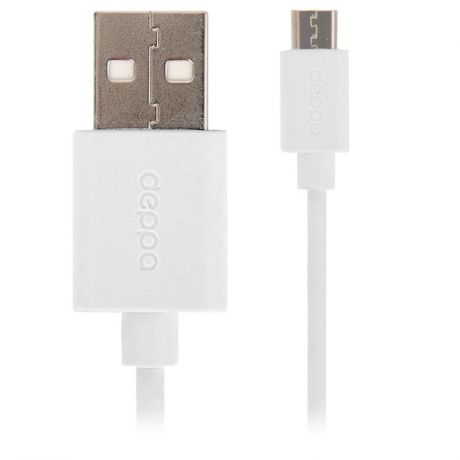 Кабель Deppa, USB - micro USB, 1.2 м, белый