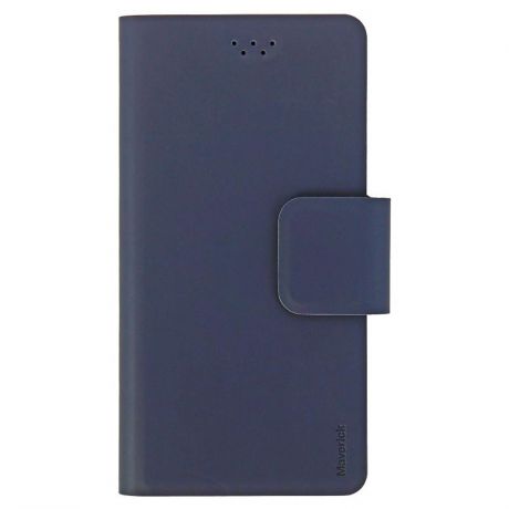 Чехол-книжка Maverick, универсальный для смартфонов 5,0"-5,2", на клейкой основе, ультратонкий, с отделением для карт, синий