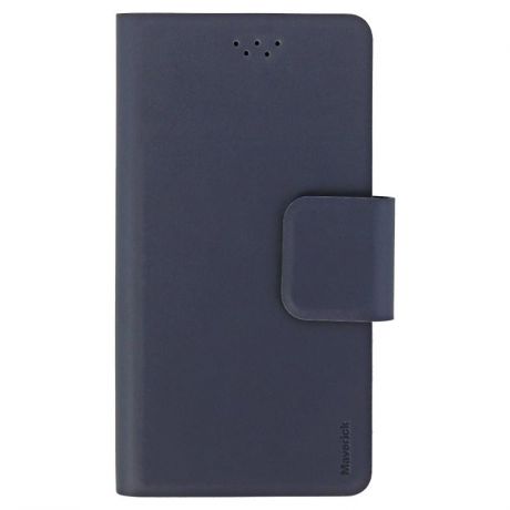 Чехол-книжка Maverick, универсальный для смартфонов 4,8"-5,0", на клейкой основе, ультратонкий, с отделением для карт, синий