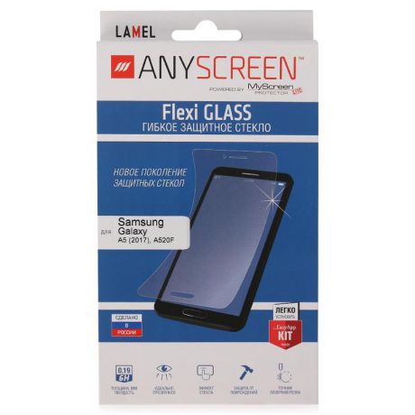 Защитное стекло AnyScreen для Samsung Galaxy A5 (2017), гибкое, прозрачное