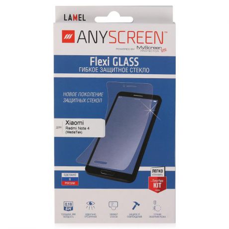 Защитное стекло AnyScreen для Xiaomi Redmi Note 4 (MediaTek), гибкое, прозрачное