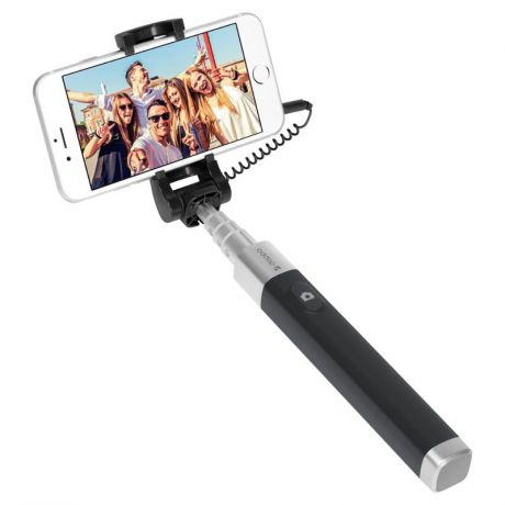 Монопод Deppa Selfie Pocket, 70 см, проводной, серый
