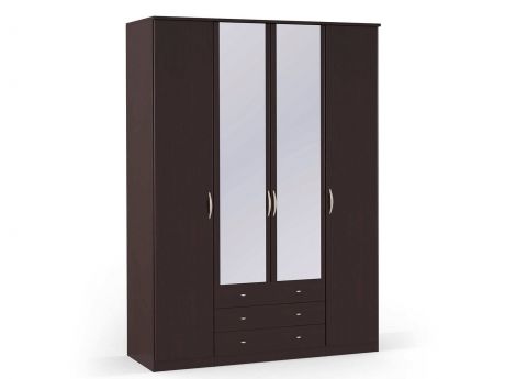 Шкаф платяной 4-х дверный с ящиками и зеркалами Концепт