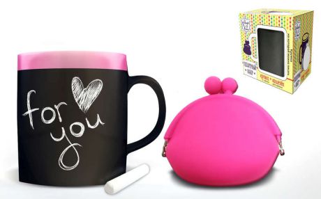Сувенир Феникс Презент Подарочный набор Розовый кружка 300мл+мелки+кошелек для мелочи