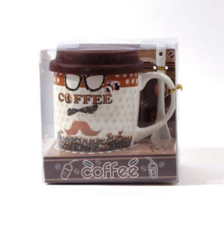 Кружка керамическая Coffee с усами и очками