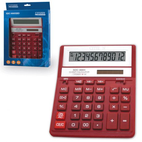 Калькулятор, CITIZEN SDC-888XRD, настольный, 12 разрядный