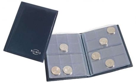 Альбом Numis Pocket M2 с листами Pocket M2 BL. Leuchtturm 205*137*27мм 8л*12ячеек (33*33мм)