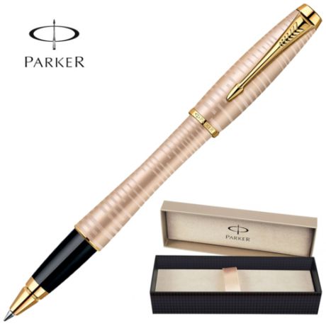 Ручка роллер Parker Urban Premium T206 (1906856) Golden Pearl GT F черные чернила подар.кор.