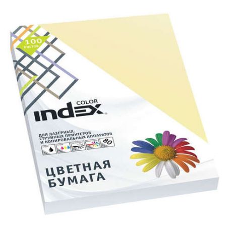 Бумага, цветная, офисная, Index Color 80гр, А4,светло-желтый (55), 100л