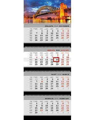 Календарь квартальный 4-х блочный на 2016г. Серия Городские огни на спирали 4Кв4гр3_1006
