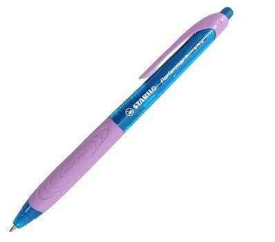 Ручка, шариковая, автоматическая, Stabilo, Performer + F синяя (темно-лиловый корпус)