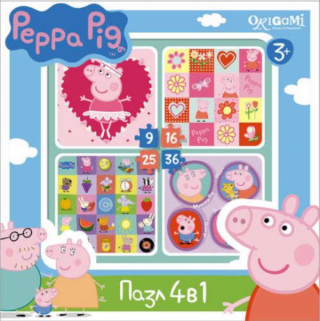 Пазл Оригами 4в1 9-16-25-36эл Peppa Pig Герои и предметы 01600
