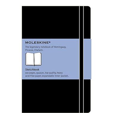 Тетрадь, Moleskine "Classic" sketchbook, для рисунков, 13х21,104 стр, черная
