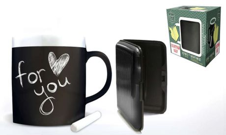 Сувенир Феникс Презент Подарочный набор Черный кружка 300мл+мелки+ддержатель для пластиковых карт