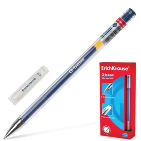 Ручка гелевая, Erich Krause, G-base (NEW), 0,5мм, синяя