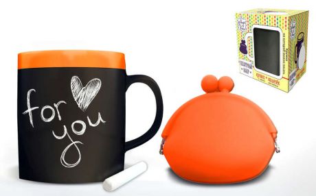 Сувенир Феникс Презент Подарочный набор Оранжевый кружка 300мл+мелки+кошелек для мелочи