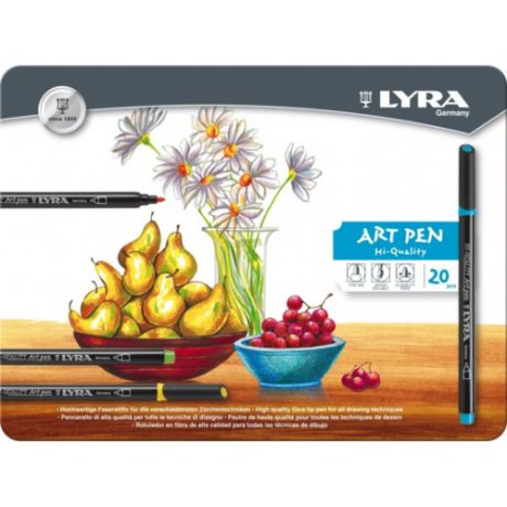 Фломастеры, LYRA Hi-Quality Art Pen, 20 цветов, в металлической коробке L6751200