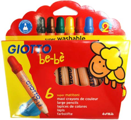 Набор карандашей 6 цв. GIOTTO BEBE Super Largepencils с точилкой в блистере 466400