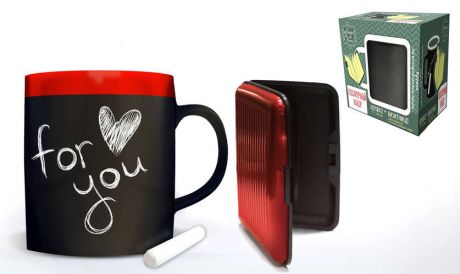 Сувенир Феникс Презент Подарочный набор Красный кружка 300мл+мелки+держатель для пластиковых карт