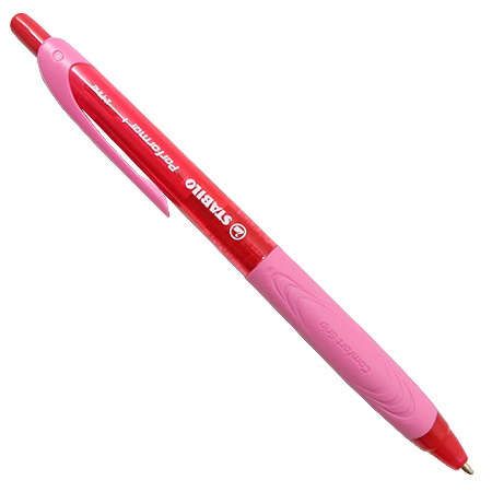 Ручка, шариковая, автоматическая, Stabilo, Performer + F красная (розовый корпус)