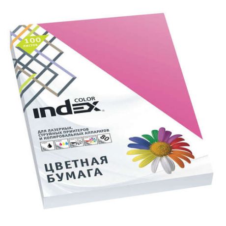 Бумага, цветная, офисная, Index Color 80гр, А4, ярко-розовый (22), 100л