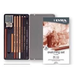 LYRA SKETCHING SET Набор карандаши художественные+ластик-клячка+точилка 11 предметов
