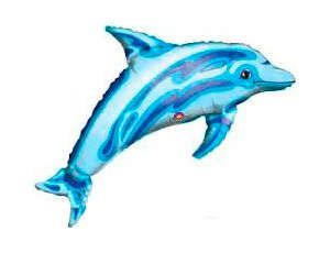 ЕВРОПА шар фольгиров. Дельфин синий,37/84CM, 581302
