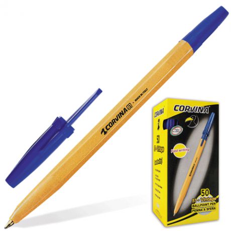 Ручка шариковая Corvina 51 оранжевый корпус синяя