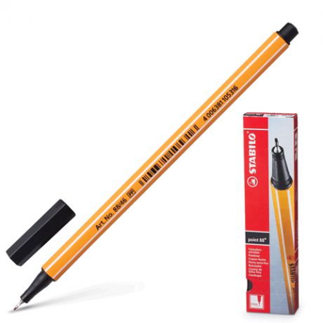 Ручка, капиллярная, Stabilo point 88 (0,4мм) ,черная