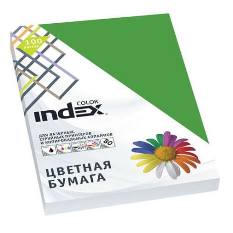 Бумага, цветная, офисная, Index Color 80гр, А4, ярко-зеленый (63), 100л