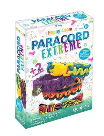 Набор для творчества Оригами Happy loom Паракорд экстрим: 6 паракордов, 6 замочков, 2 подвески, инс