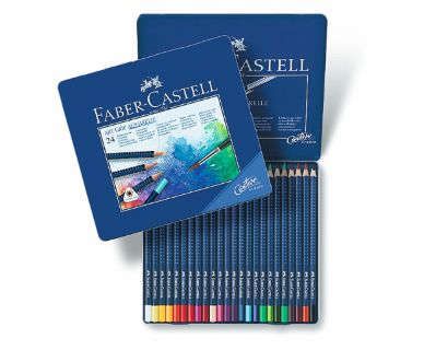 Карандаши, цветные, акварельные, Faber-Castell "Art Grip" , 24 цвета, в металлической коробке