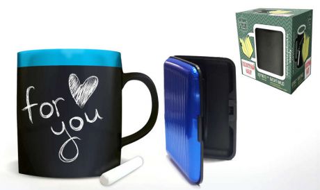 Сувенир Феникс Презент Подарочный набор Синий кружка 300мл+мелки+держатель для пластиковых карт