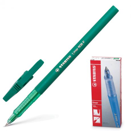 Ручка, шариковая, Stabilo, Liner, 0,3 мм, многоразовая, зеленая