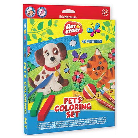 Набор д/творчества Pets Coloring Set Artberry (пластилин 6цв+воск. мелки 8цв+2 раскрас.) 36967