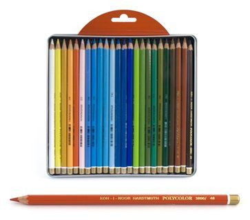 Карандаши, цветные, для художников, KIN, "Polycolor "Пейзаж" , 24 цвета, в жестяной коробке