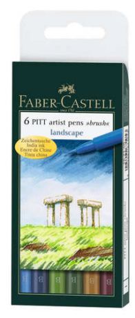 Ручка, капиллярная, Набор 6 цв. Faber-Castell "PITT artist pen "brush" в блистере 167105