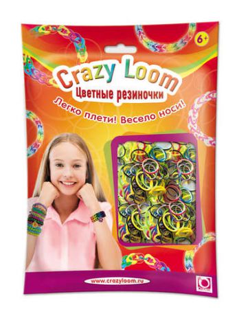 Набор д/творчества Crazy Loom Цветные резиночки 300 рез. (неон), крючок 01166