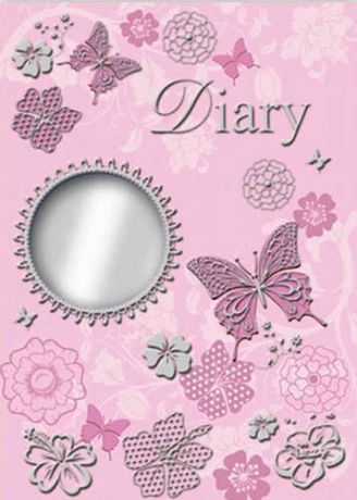 Ежедневник, Феникс+, А6+, 240страниц, недатированный, Бабочки на розовом твердая обложка с зеркальцем