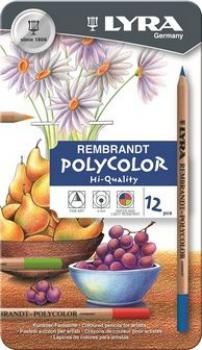Карандаши, цветные, LYRA REMBRANDT POLYCOLOR, 12 цветов, в металлической коробке
