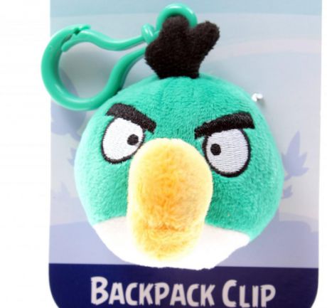 Angry Birds мяг.игр. 20см зеленая птица и игрушка-подвеска с клипом 7см
