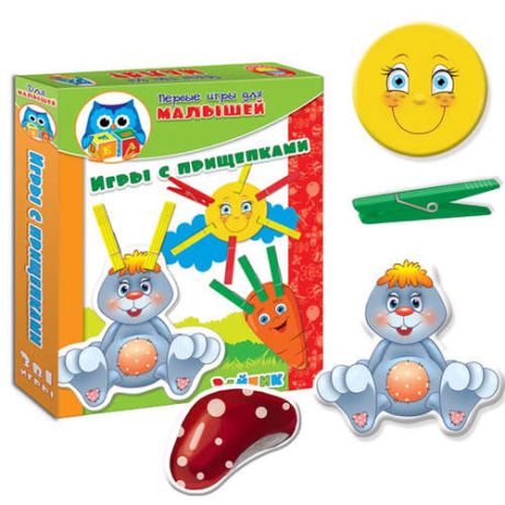 Игра, ТМ Vladi Toys, Первые игры для малышей Игры с прищепками Зайка, Мультиколор