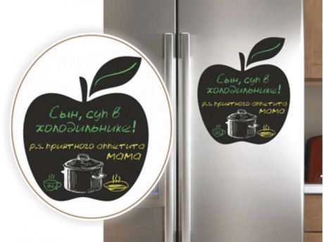 Магнитно-грифельная доска на холодильник "Яблоко", черная