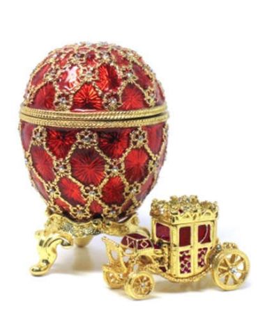 Сувенир АКМ Faberge Яйцо пасхальное С каретой среднее красное
