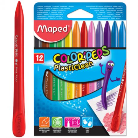 Мелки пластиковые 12цв MAPED "Colorpeps Plasticlean"двухсторонние в картон. упаковке 862011