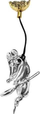 Магнит-фигурка металл "Мышь на веревке с ложкой" цв.серебро, 006-010-CHE-74-33L