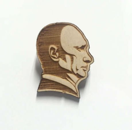 Сувенир, ФАНЕРА, Значок деревянный, с выжженным рисунком, Путин