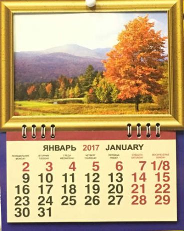 Календарь, Каро, фоторамка на 2017г Натюрморт 165*210мм 1 блок на спирали