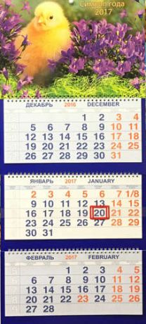Календарь, Каро, Трио на 2017г СГ Цыплёнок 310*870мм 3-х блочный на спирали